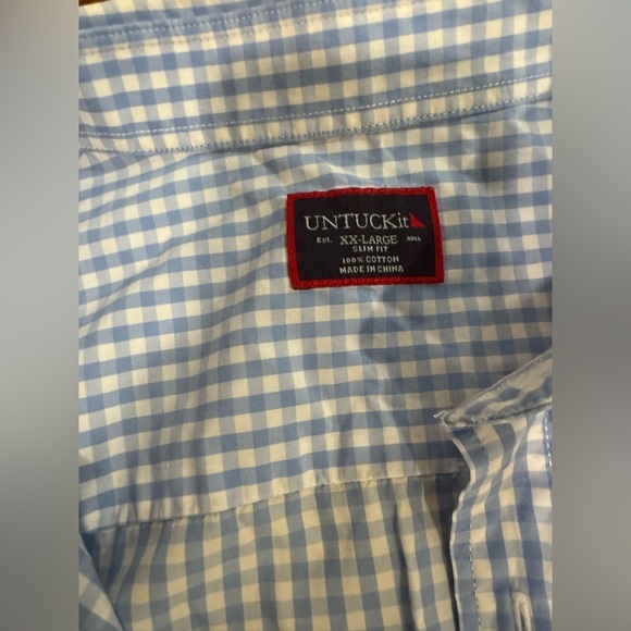 UNTUCKit Light Blue Gingham Men's Shirt - Picture 2 of 3